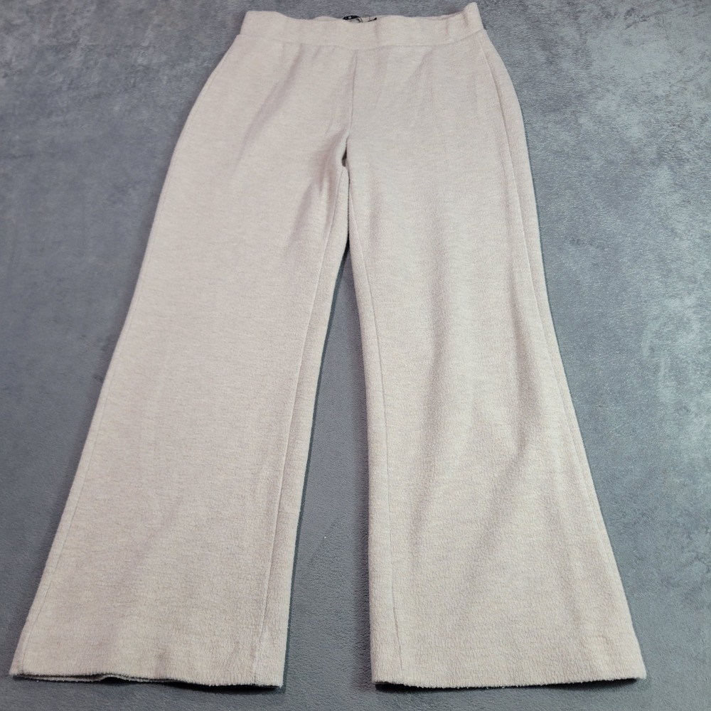 ONE5ONE Pant Women Medium Oatmeal Knit Wide Leg High Rise Cozy Loungewear Casual